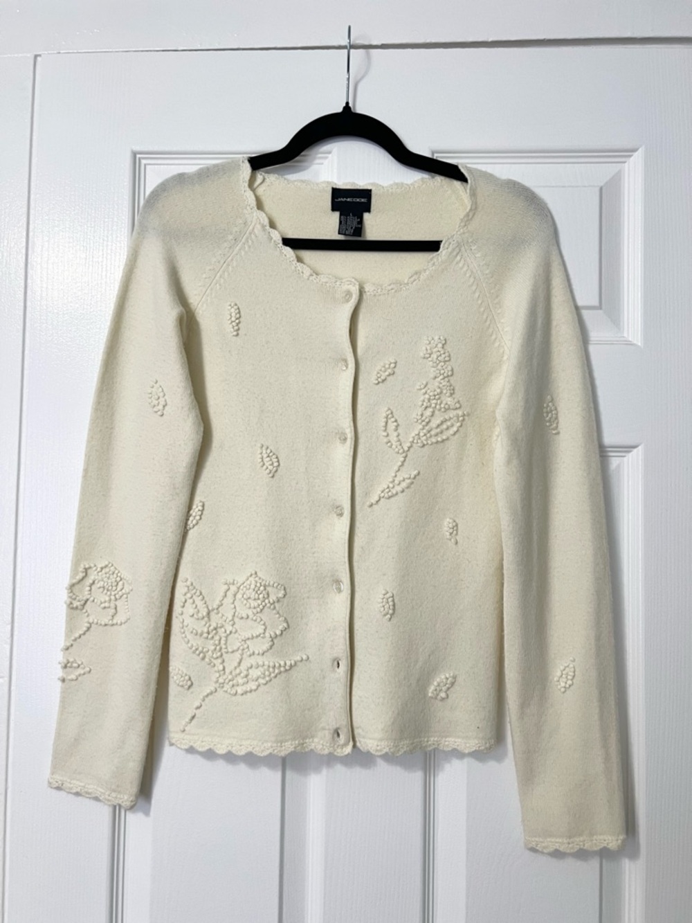 Embroidered Cream Floral Knit Button-Front Cardigan